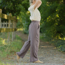 Pantalon Tino - Double gaze de coton prune - Quintessence