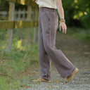 Pantalon Tino - Double gaze de coton prune - Quintessence