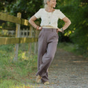 Pantalon Tino - Double gaze de coton prune - Quintessence