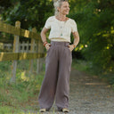 Pantalon Tino - Double gaze de coton prune - Quintessence