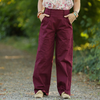 Pantalon Tino - Toile de coton bordeaux