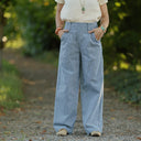 Pantalon Tino - Toile de coton rayé bleu blanc - Quintessence