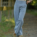 Pantalon Tino - Toile de coton rayé bleu blanc - Quintessence