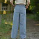 Pantalon Tino - Toile de coton rayé bleu blanc - Quintessence