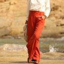 Pantalon Tom - coton/lin orange crépuscule - Quintessence