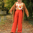 Pantalon Tom - coton/lin orange crépuscule - Quintessence