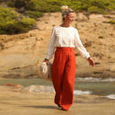 Pantalon Tom - coton/lin orange crépuscule - Quintessence