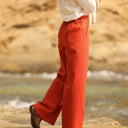 Pantalon Tom - coton/lin orange crépuscule - Quintessence