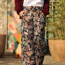 Pantalon Tom - jacquard passiflore/bleu nuit - Quintessence