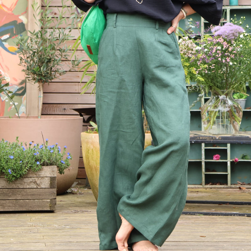 Pantalon Tom - lin vert anglais - Quintessence