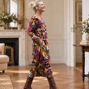 Robe Perrine Brume de grenat dans un appartement parisien