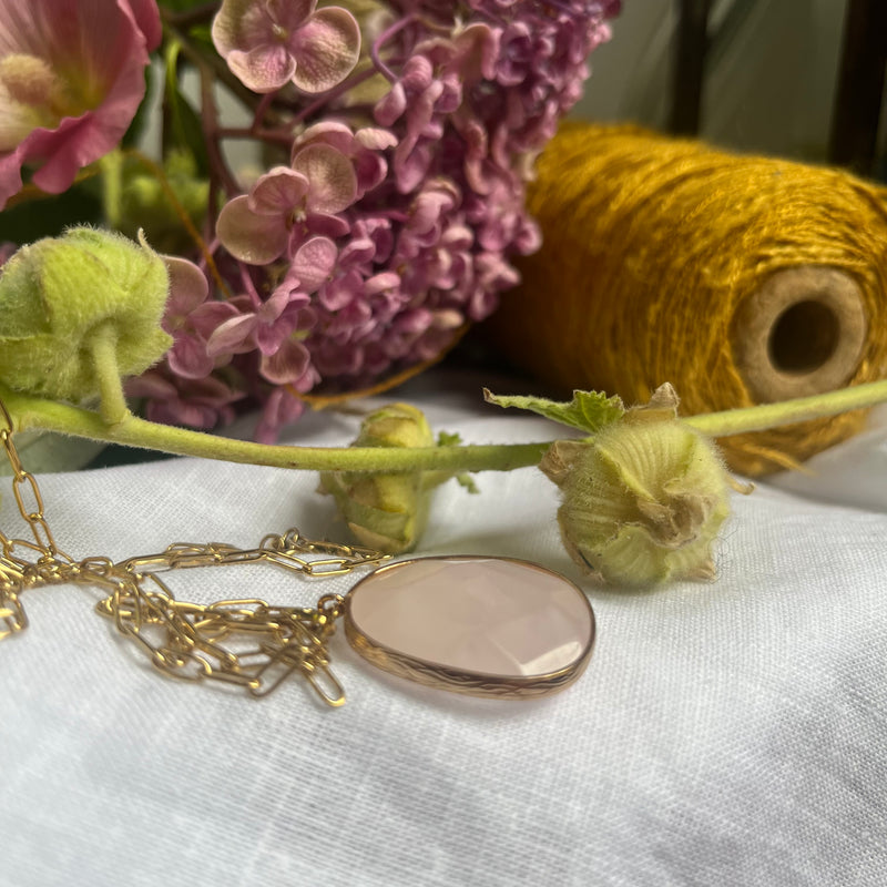 Collier Pétale quartz rose