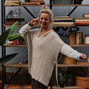 Poncho Erel — maille douce beige - Quintessence
