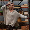 Poncho Erel — maille douce beige - Quintessence
