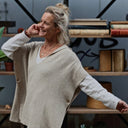 Poncho Erel — maille douce beige - Quintessence