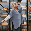 Poncho Erel — maille douce bleu chiné - Quintessence