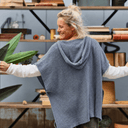 Poncho Erel — maille douce bleu chiné - Quintessence