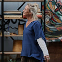 Poncho Erel — maille douce bleu indigo - Quintessence