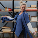 Poncho Erel — maille douce bleu indigo - Quintessence