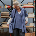Poncho Erel — maille douce bleu jean - Quintessence