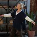 Poncho Erel — maille douce bleu marine - Quintessence