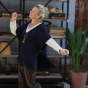 Poncho Erel — maille douce bleu marine - Quintessence