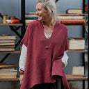 Poncho Erel — maille douce cerise - Quintessence