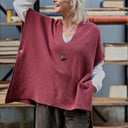 Poncho Erel — maille douce cerise - Quintessence