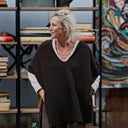 Poncho Erel — maille douce choco - Quintessence