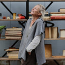 Poncho Erel — maille douce gris chiné - Quintessence