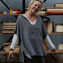 Poncho Erel — maille douce gris chiné - Quintessence