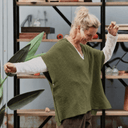 Poncho Erel — maille douce kaki - Quintessence