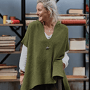 Poncho Erel — maille douce kaki - Quintessence