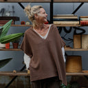 Poncho Erel — maille douce moka - Quintessence