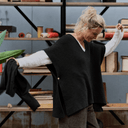 Poncho Erel — maille douce noir - Quintessence