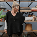Poncho Erel — maille douce noir - Quintessence