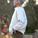 Poncho Pétronille — Jacquard ivoire & doré - Quintessence