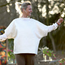 Poncho Pétronille — Jacquard ivoire & doré - Quintessence