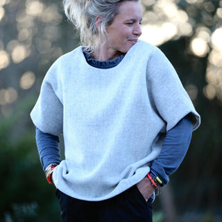 Poncho Pétronille — Laine vierge gris chiné