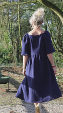 Robe Iloé – Double gaze de coton bleu nuit