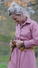 Robe Arlène - Armuré de coton rose boisé