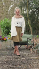 Jupe portefeuille Marie midi - Velours côtelé kiwi