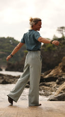 Pantalon Tom - coton/lin vert d'eau