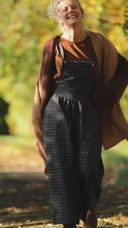 Salopette Isaure - Flanelle tartan ivoire, noir et camel