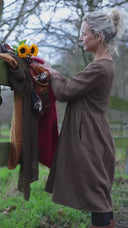 Robe Edonie coupe midi - Sergé de coton moka