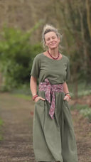 Robe Louisa - Viscose/lin kaki