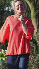 Blouse Annette – Coton tressé Corail Solaire