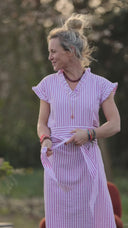 Robe Acacia - coton rayé figue