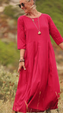 Robe Louisa coton-lin coquelicot