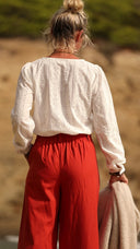 Pantalon Tom - coton/lin orange crépuscule